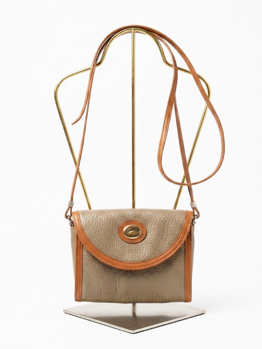 Vintage Nikki Nonno Greenish Gray & Brown Clutch Coin Purse Crossbody